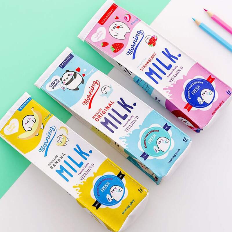 

1pc Random Milk Box Pencil Bag, Multicolor