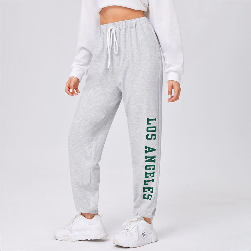

Letter Print Sweatpants, Light grey