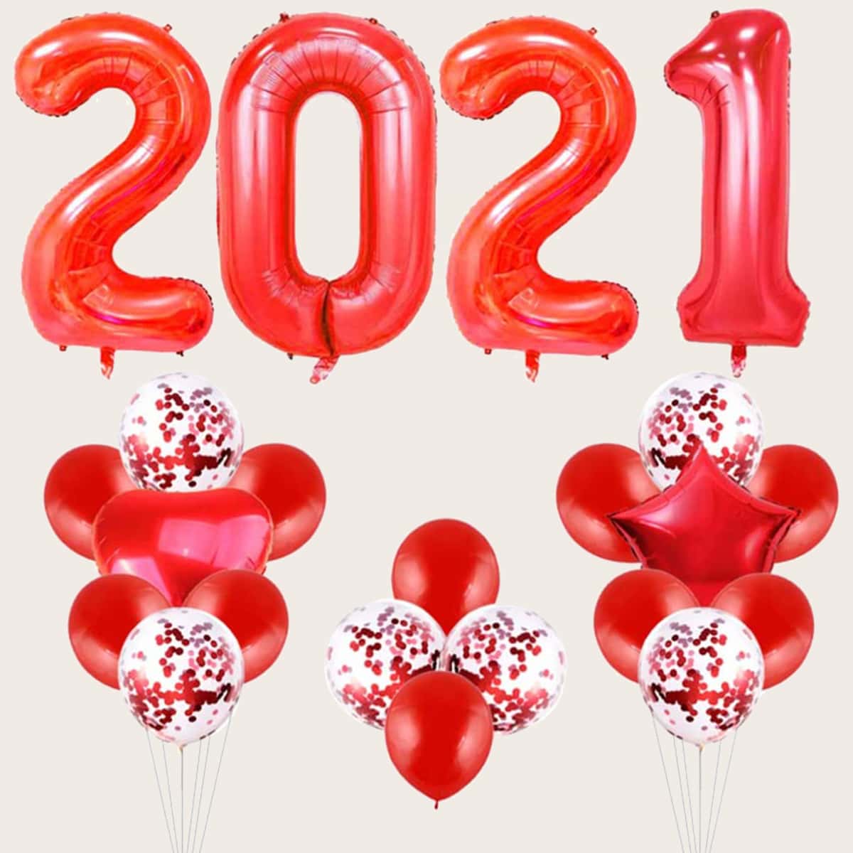 

24pcs 2021 Decorative Balloon Set, Red
