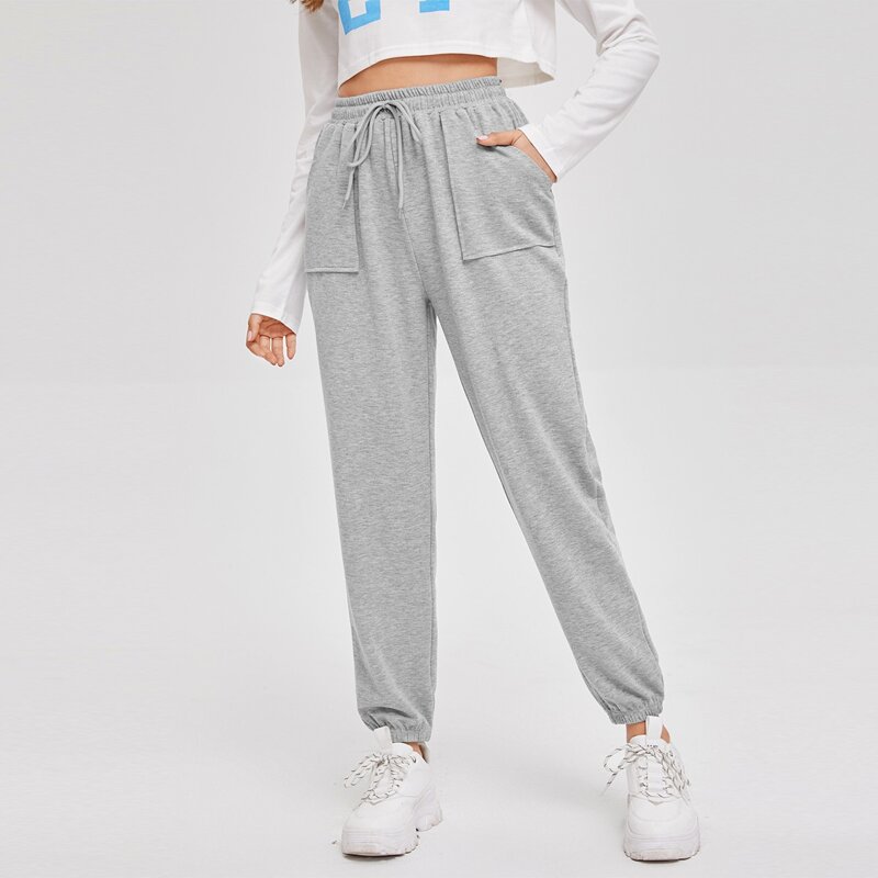 

Double Pocket Drawstring Joggers, Light grey