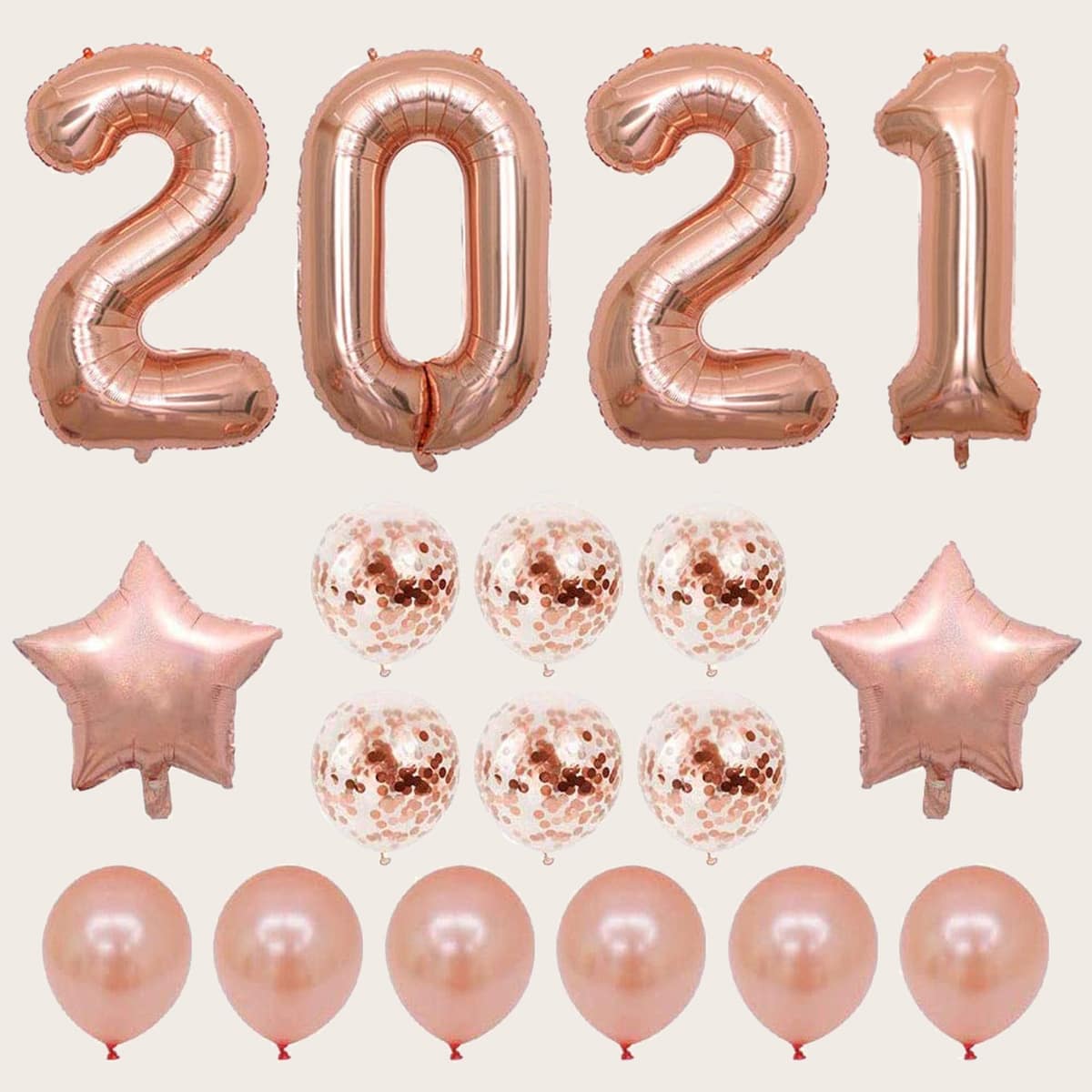 

24pcs 2021 Decorative Balloon Set, Rose gold