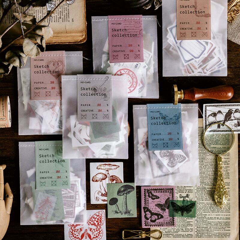 

100pcs Vintage Pattern Random Sticker, Multicolor