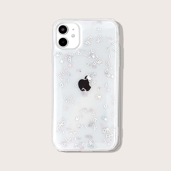 

Прозрачный чехол для iPhone с текстовым принтом
