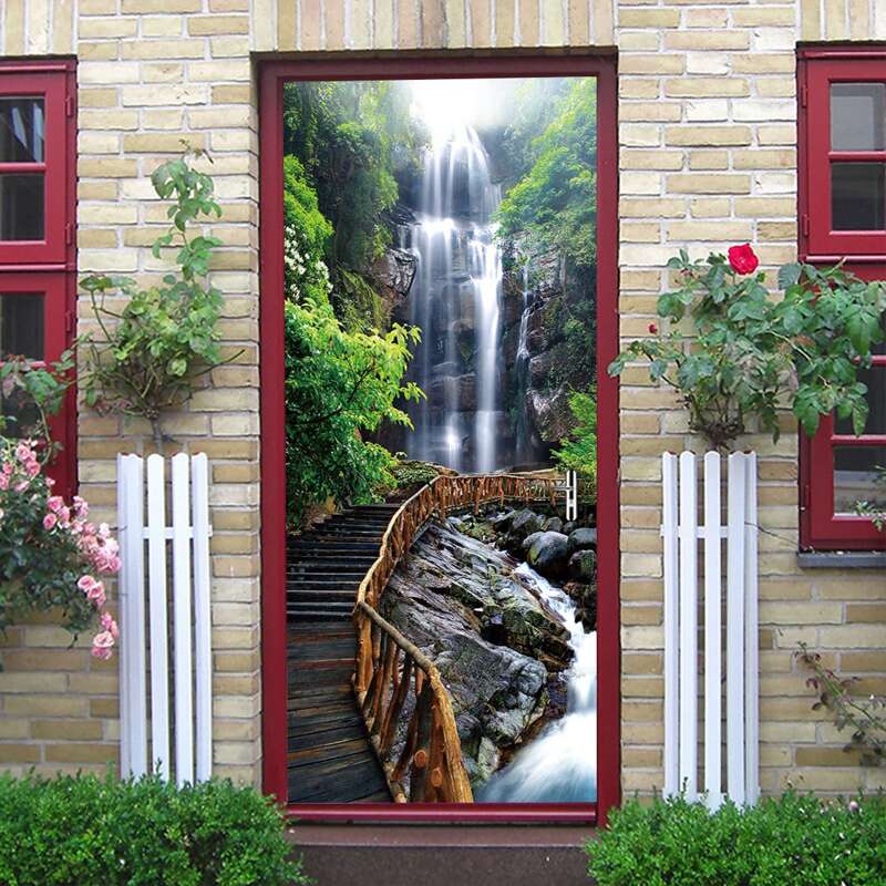 

Waterfall Print Door Sticker, Multicolor