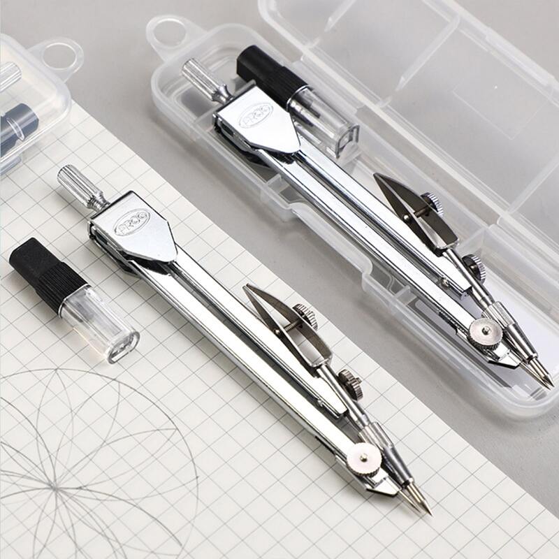 

1box Metal Compass With Refill, Silver