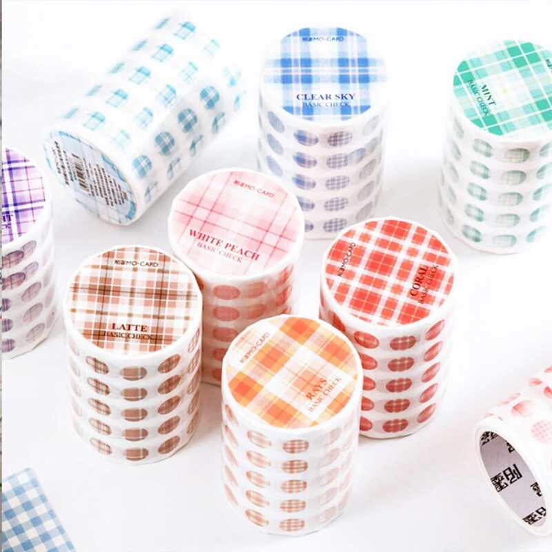 

1roll Random Round Plaid Sticker, Multicolor
