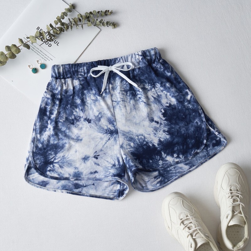 

Tie Dye Tie Front Shorts, Multicolor