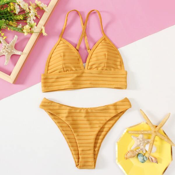 

Girls Hollow Out Bikini Swimsuit, Yellow