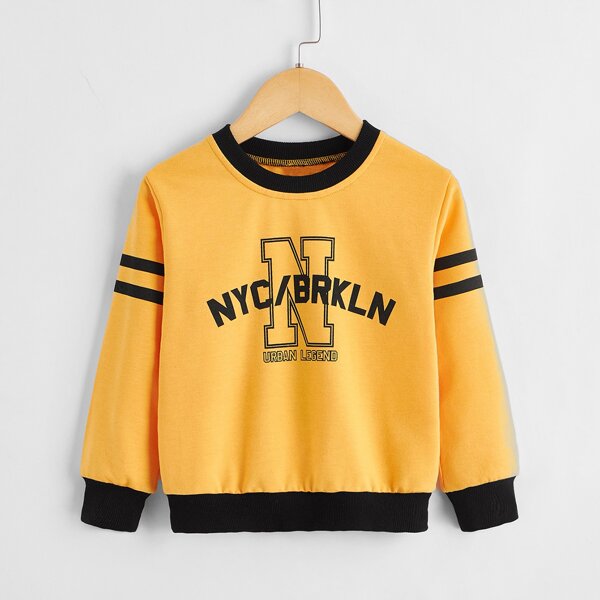 

Toddler Boys Letter Graphic Contrast Trim Sweatshirt, Yellow
