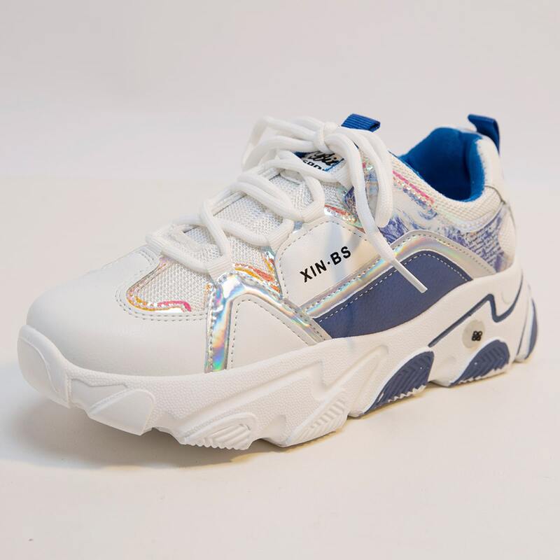 

Metallic Lace-up Chunky Sneakers, Multicolor