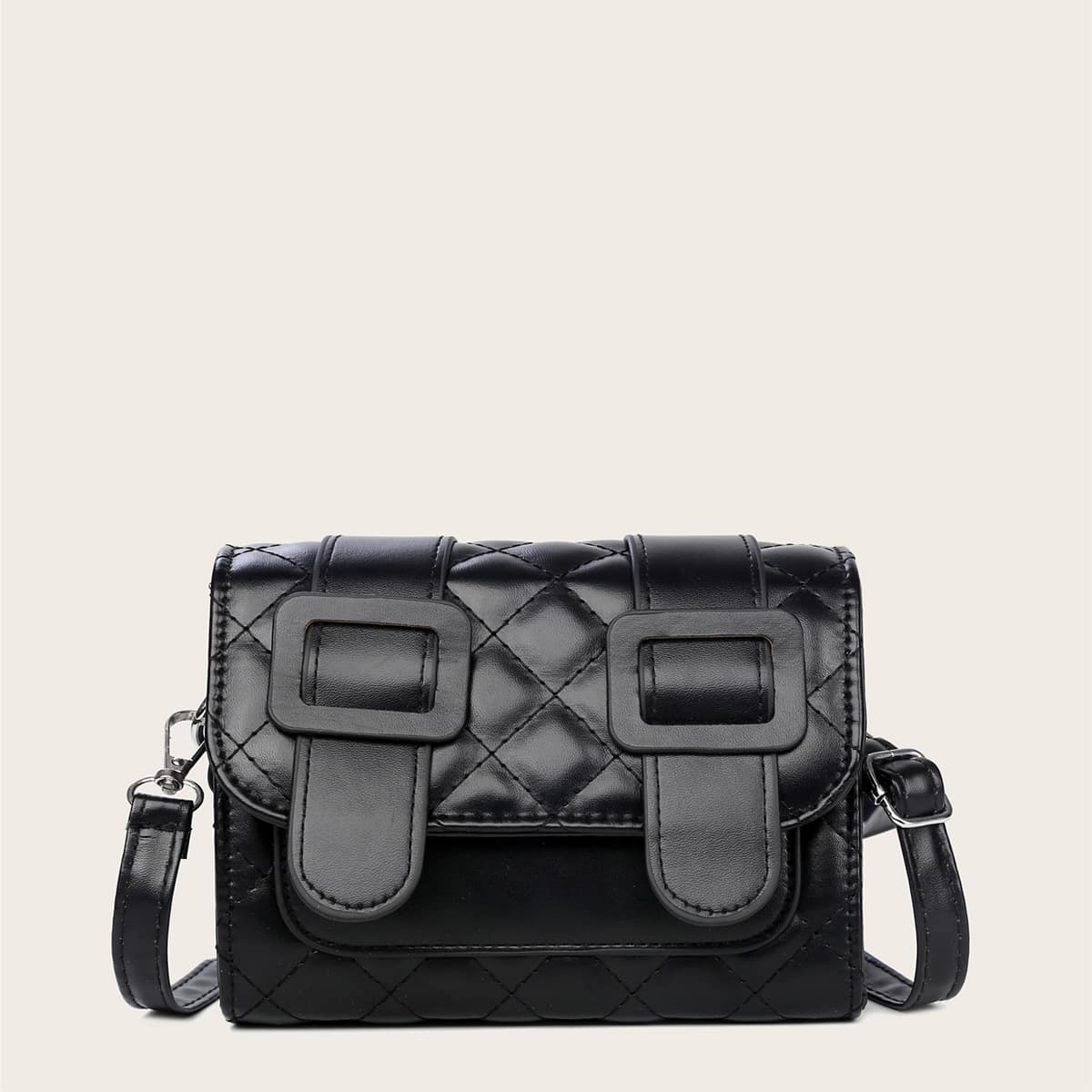 

Quilted Flap Crossbody Bag, Black