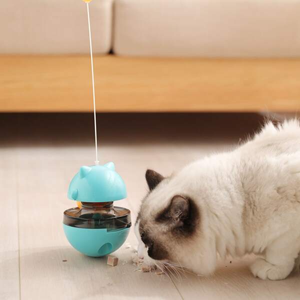 

1pc Cat Leaking Food Tumbler, Blue