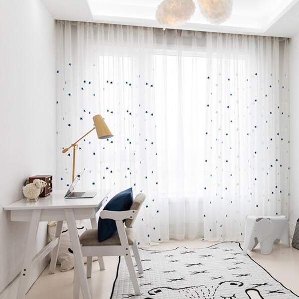 

Star Print Single Panel Curtain, White