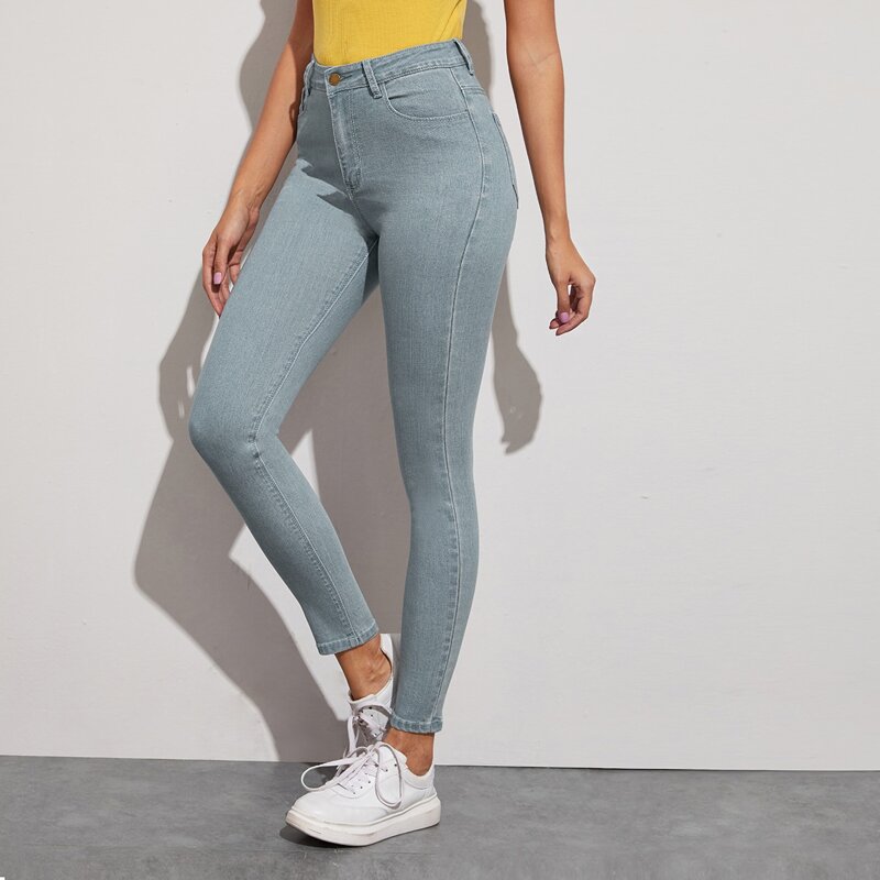 

Highest-Rise High Stretch Skinny Jeans, Light wash