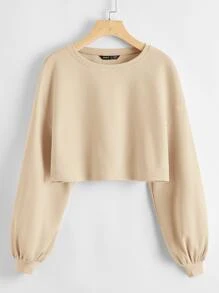 Muchica Drop Shoulder Crop Top - Apricot - View 1