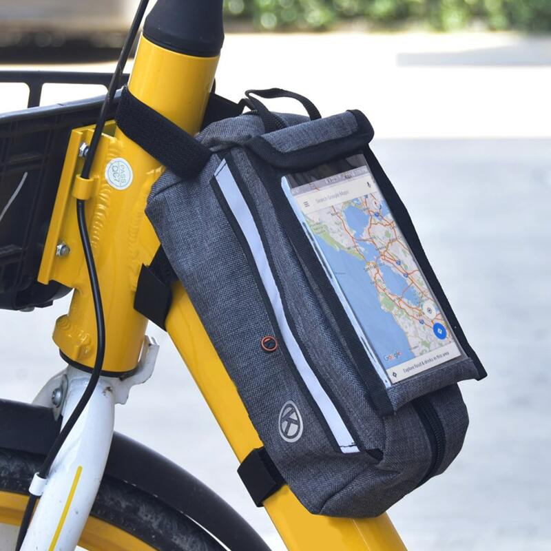 1pc Bicycle Top Tube Bag, Grey