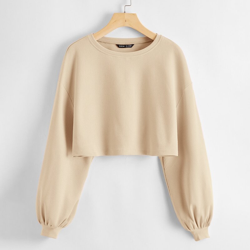 

Drop Shoulder Crop Top, Apricot