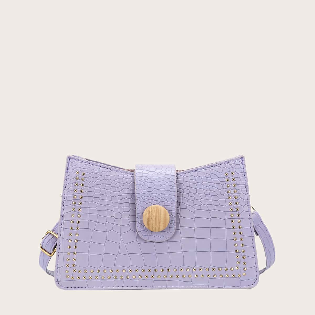 

Studded Decor Crossbody Bag, Purple