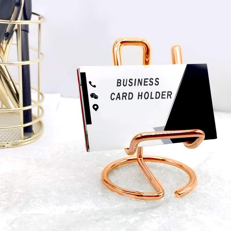 

1pc Desktop Metal Business Card Holder, Rose gold
