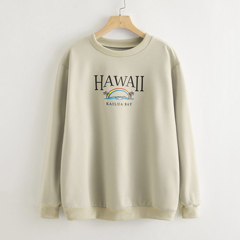

Letter Tropical Graphic Sweatshirt, Khaki