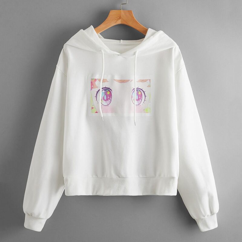 

Cartoon Graphic Hoodie, White