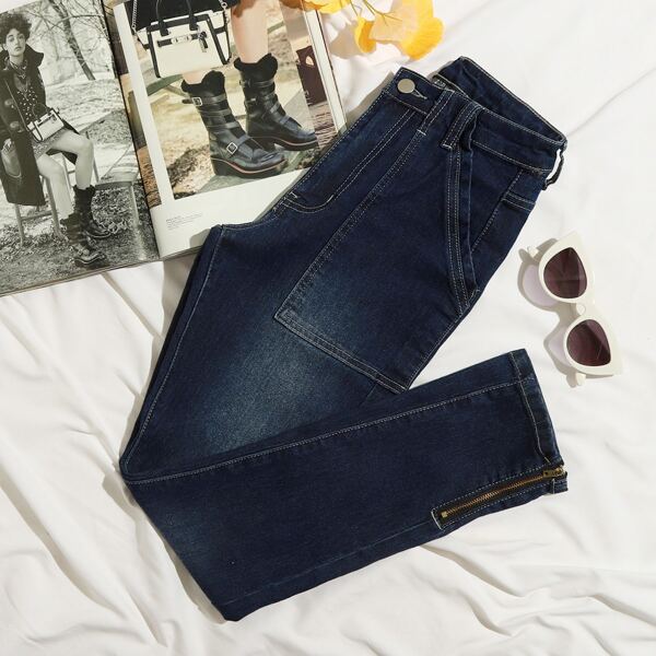 

Splash Ink Ripped Skinny Jeans, Dark wash