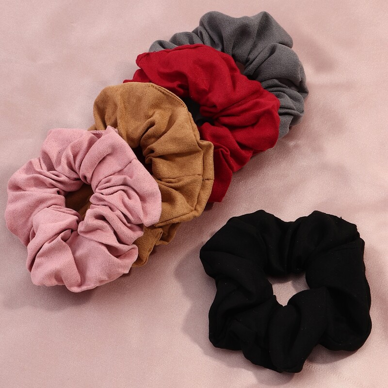 

5pcs Simple Plain Scrunchie, Multicolor