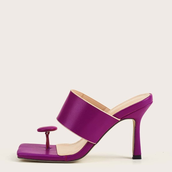 

Toe Post Stiletto Heeled Mules, Purple