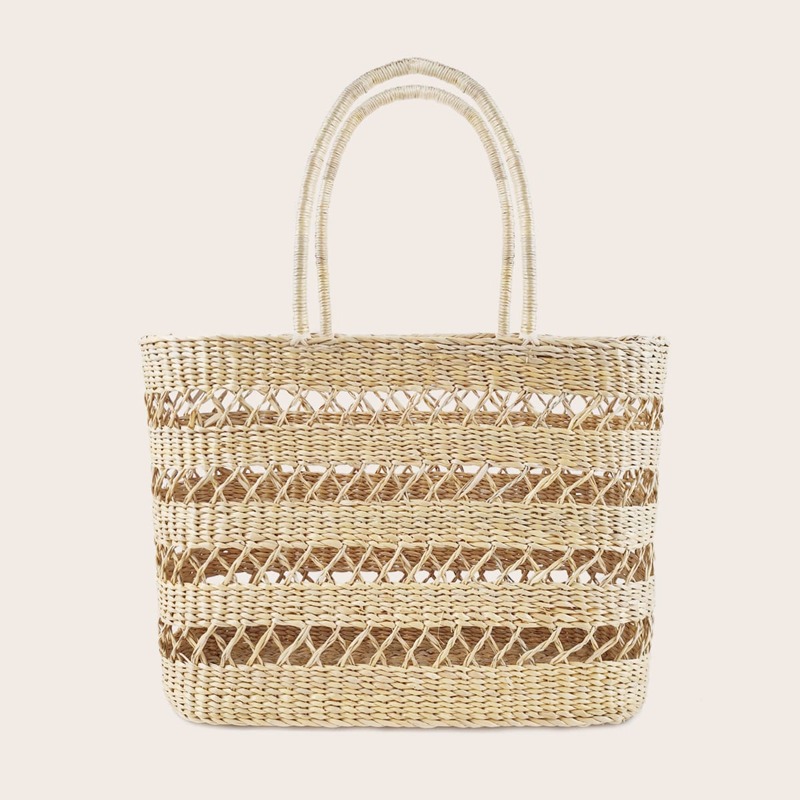 

Hollow Out Woven Tote Bag, Beige