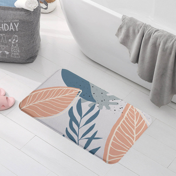 

Leaf Print Floor Mat, Multicolor