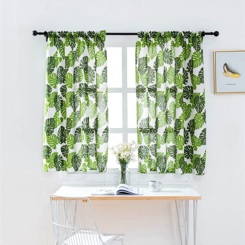 

Leaf Print Single Panel Curtain, Multicolor