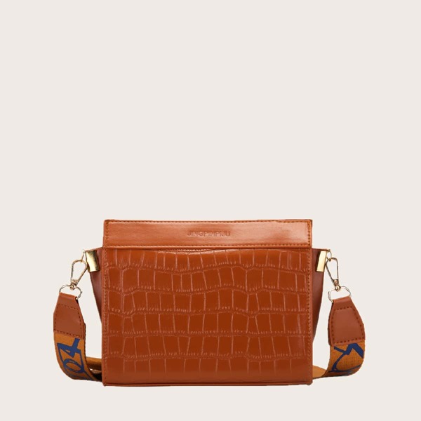 

Croc Embossed Crossbody Bag, Brown