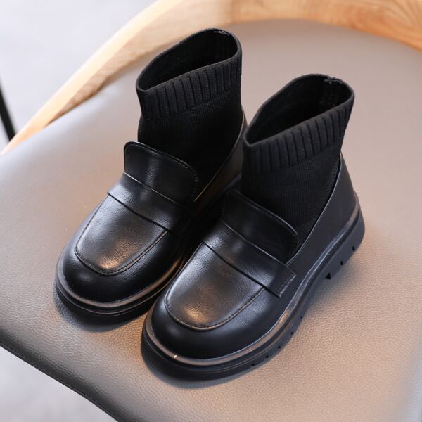 

Girls Minimalist Wide Fit Sock Boots, Black