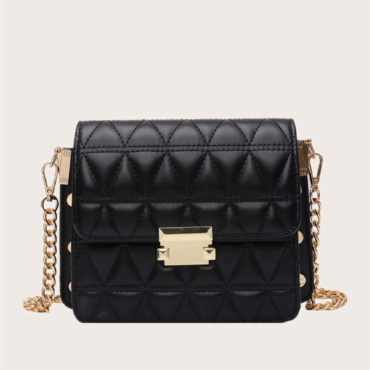 

Stitch Detail Flap Crossbody Bag, Black