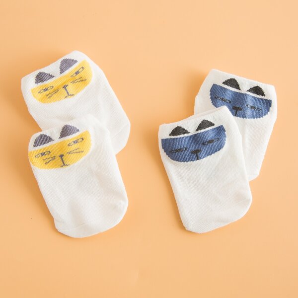 

2pairs Baby Cartoon Graphic Socks, Multicolor