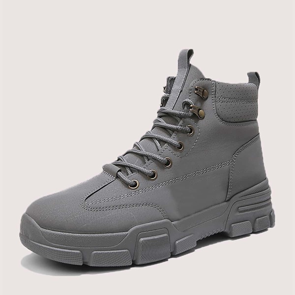 

Men Lace-up Front Combat Boots, Grey