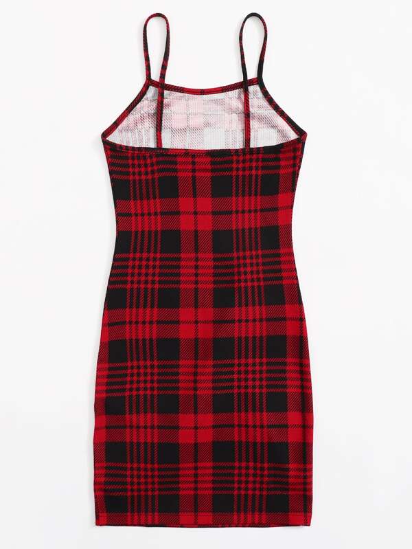 Shein vestido rojo cuadros Clearance