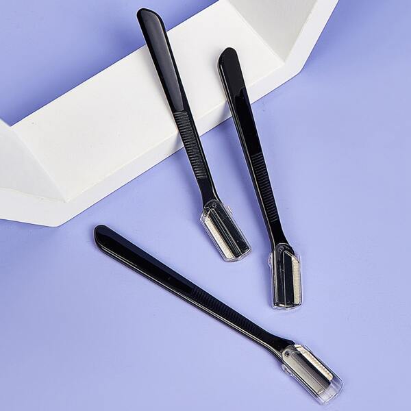 

3pcs Solid Eyebrow Razor, Black