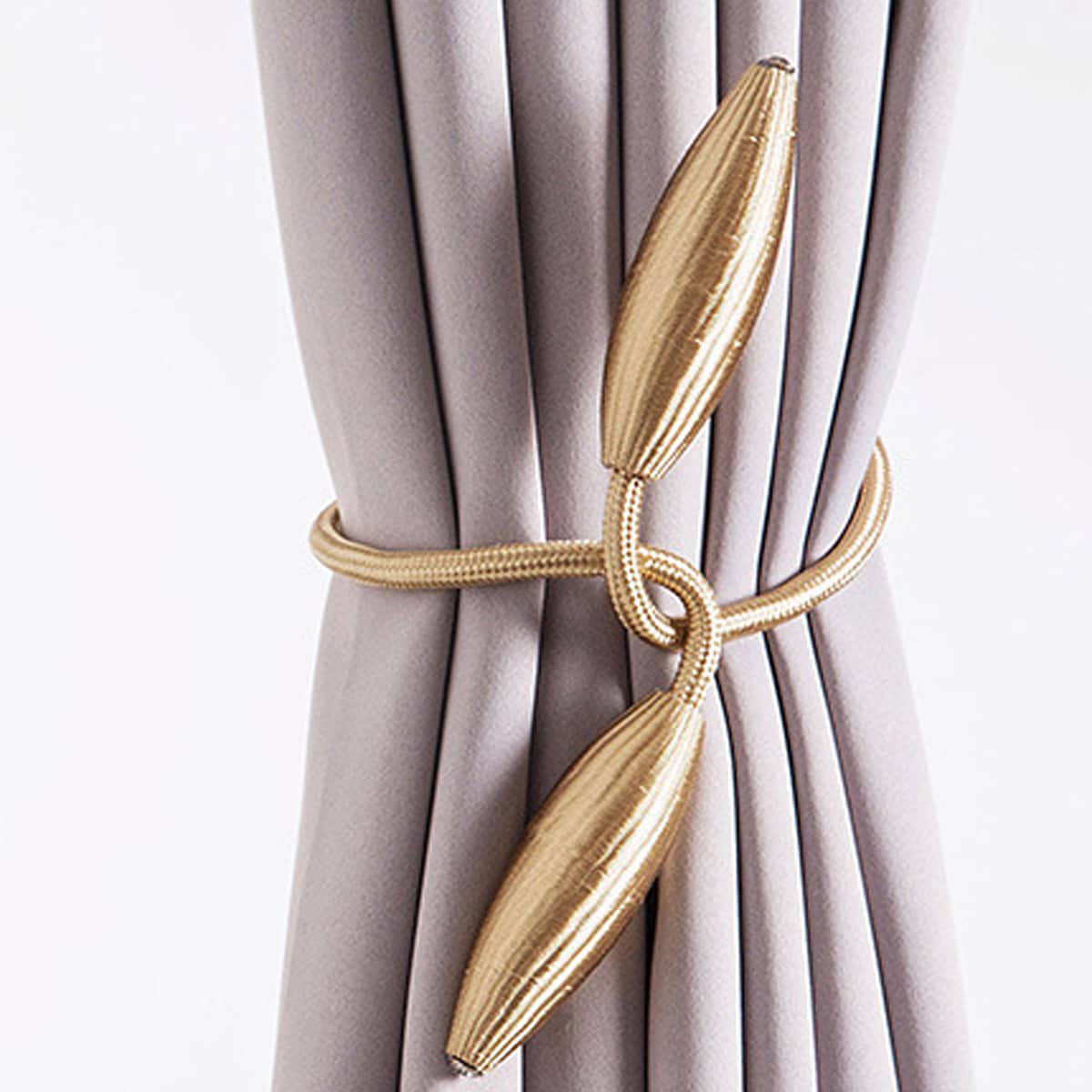 

1pc Twist Design Curtain Tie Back, Gold
