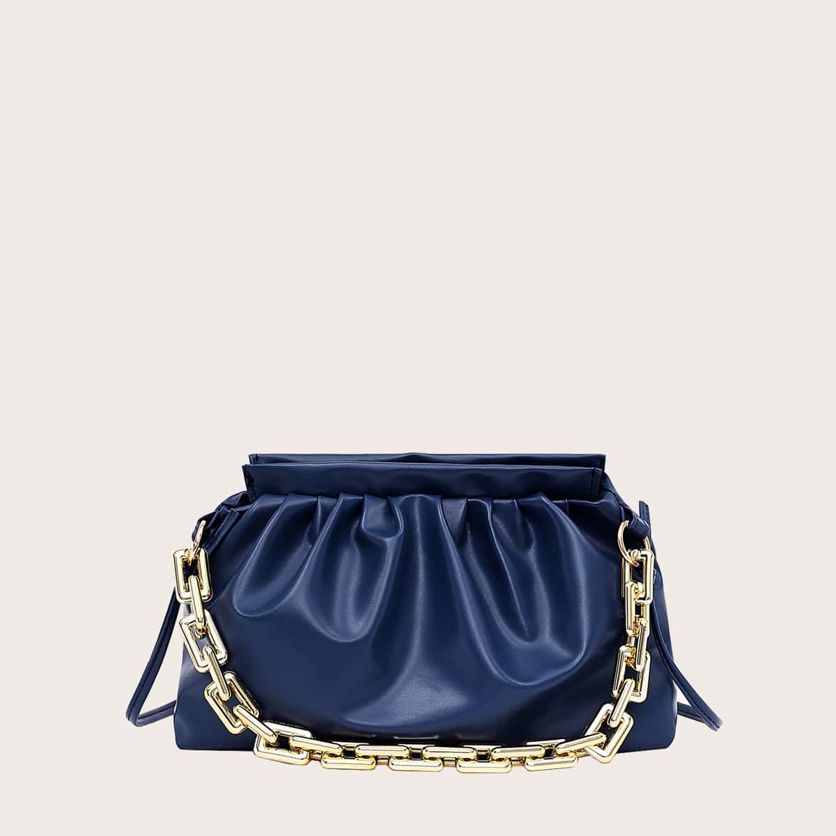 

Minimalist Ruched Bag With Chain Handle, Royal blue