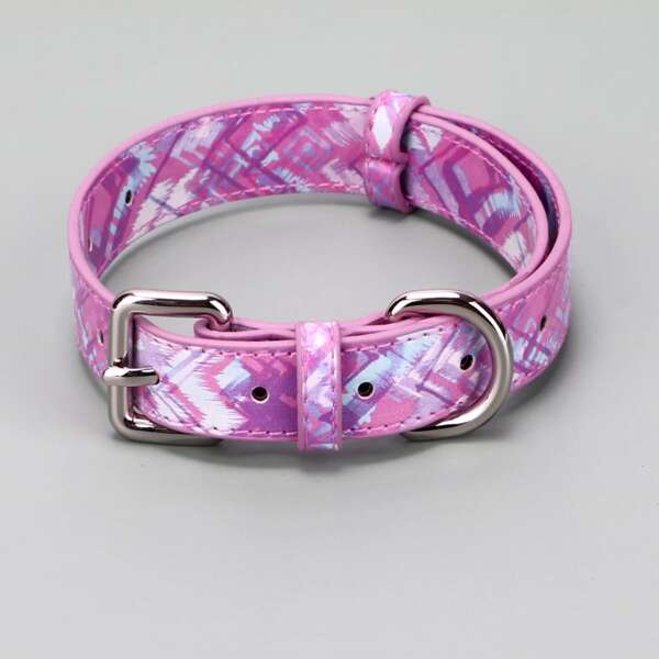 

Geometric Print Dog Collar, Purple