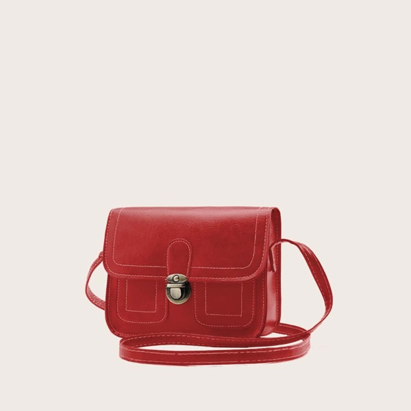 

Push Lock Flap Crossbody Bag, Red