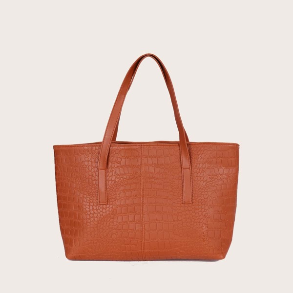 

Croc Embossed Tote Bag, Orange