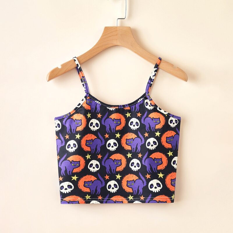 

Halloween Graphic Crop Cami, Multicolor