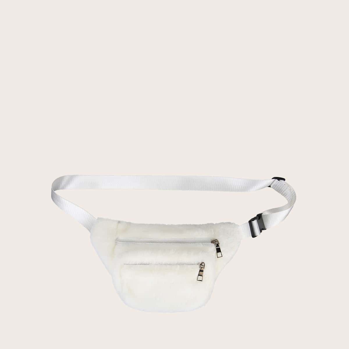 

Faux Fur Decor Fanny Pack, White