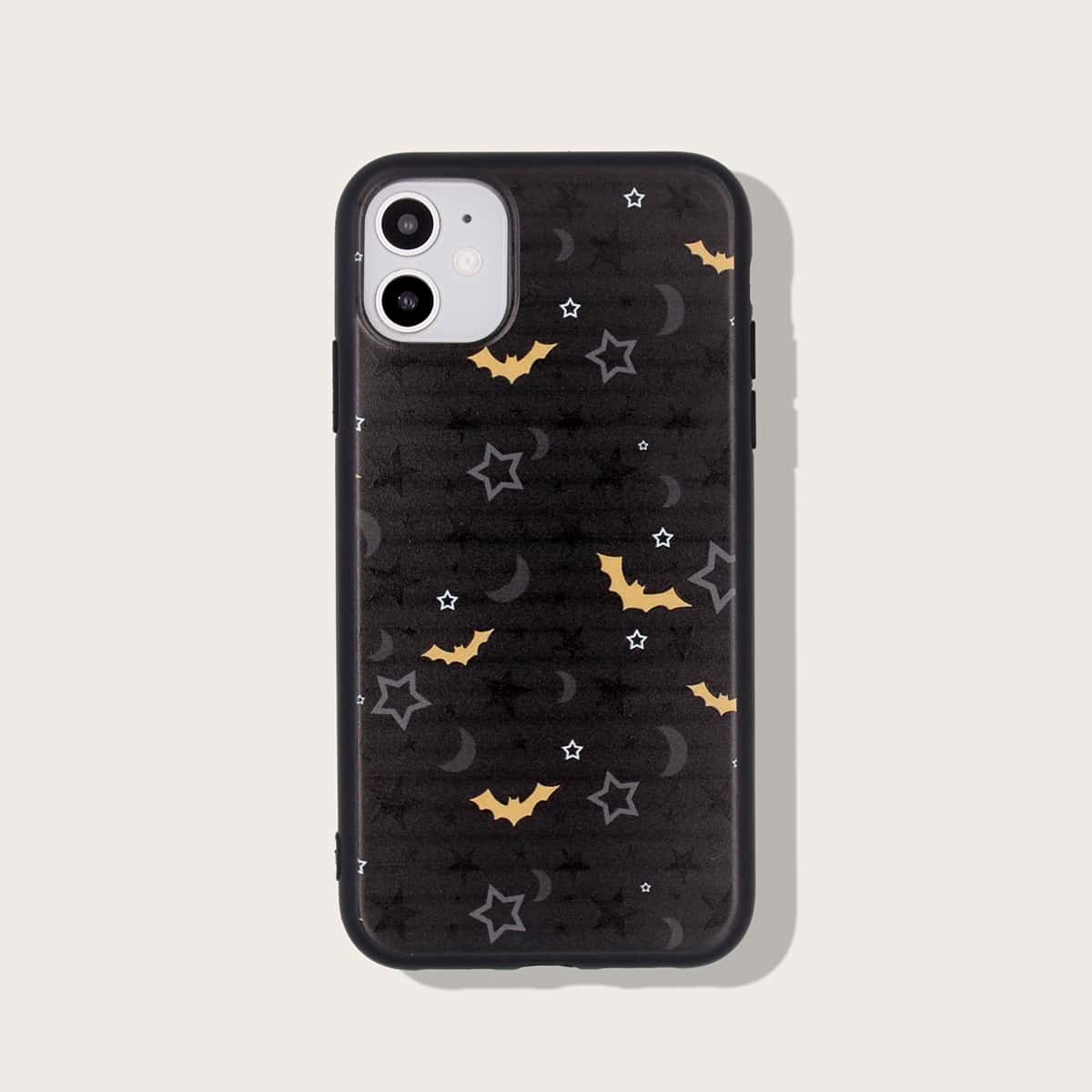 

Halloween Star & Bat Print iPhone Case, Black