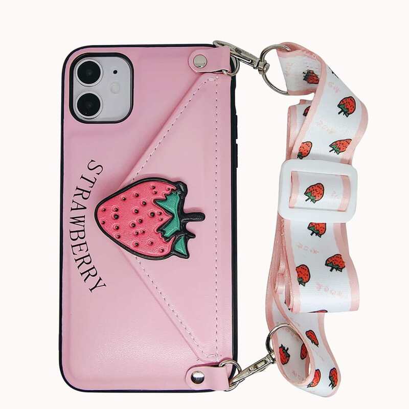 

Strawberry iPhone Case & Lanyard, Baby pink
