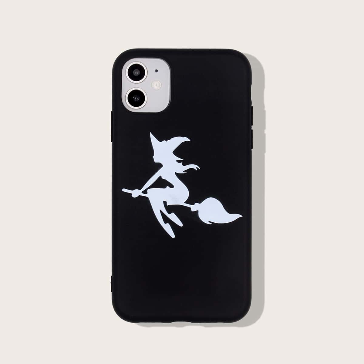 

Halloween Witch Pattern iPhone Case, Black
