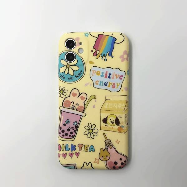 

Milk Tea Cartoon Graphic iPhone Case, Multicolor