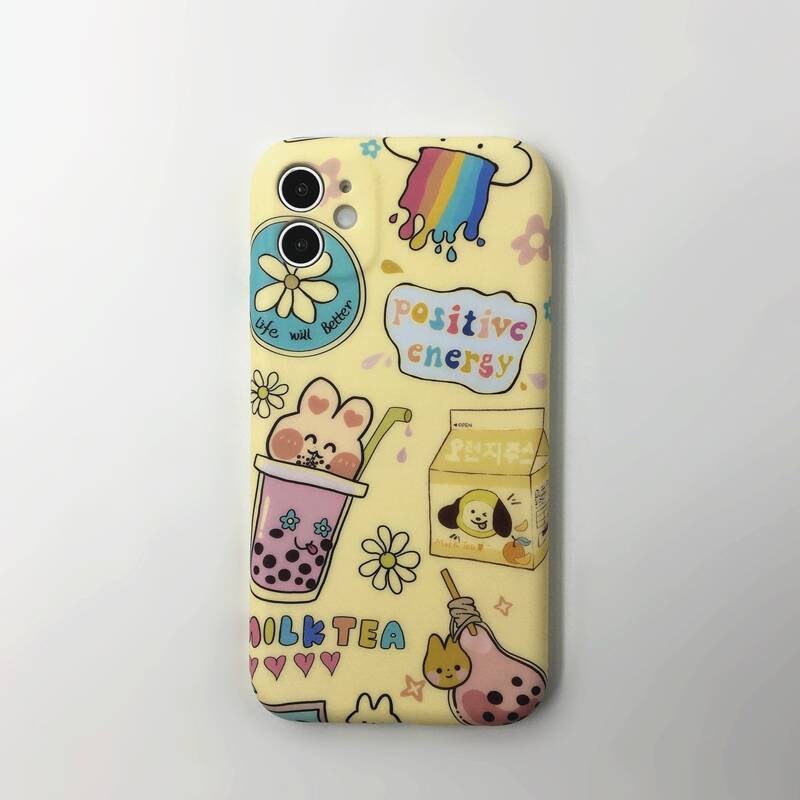 

Milk Tea Cartoon Graphic iPhone Case, Multicolor